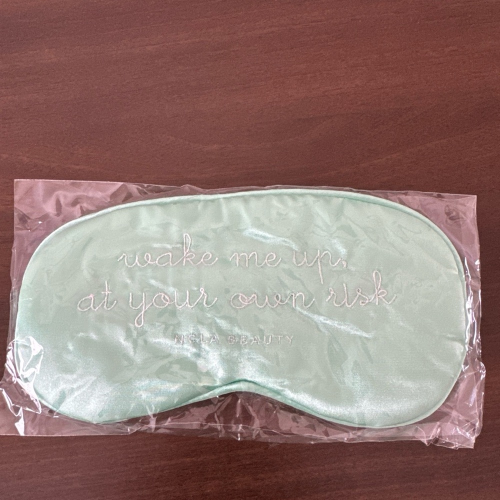 sleep mask “Wake Me Up At Your Own Risk”